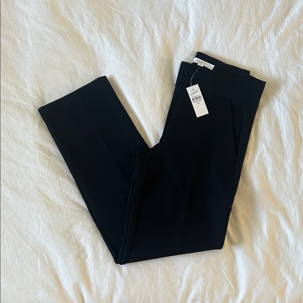 NWT LOFT Black High Waist Pull On Straight Leg Trouser Pant